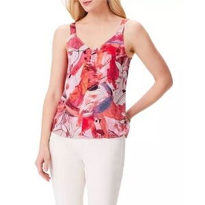 New NIC+ZOE Scribble Bouquet Crepe Cami in Pink Multi Size XL‎